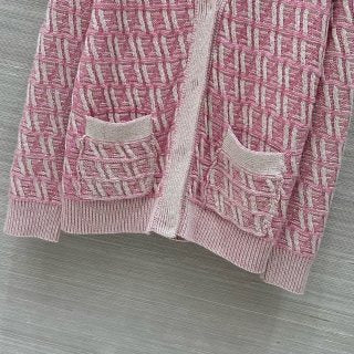 Fendi 2025 V-neck Cardigan Cherry Pink Wool