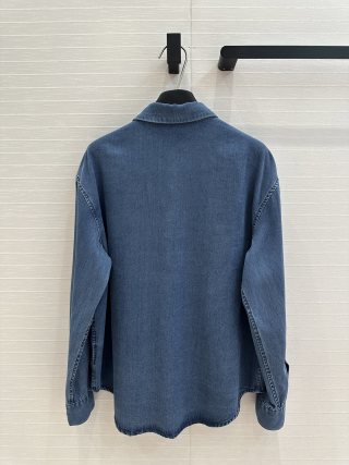 CD Embroidered Letter Logo Set Blue Cotton