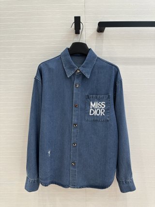 CD Embroidered Letter Logo Set Blue Cotton