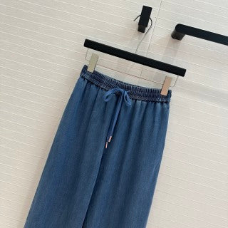 CD Embroidered Letter Logo Set Blue Cotton