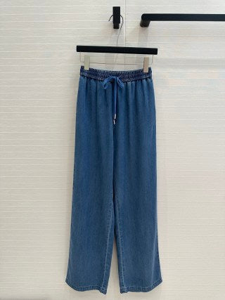 CD Embroidered Letter Logo Set Blue Cotton