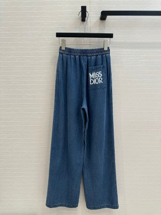 CD Embroidered Letter Logo Set Blue Cotton