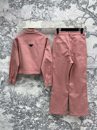 Prada 25 set cotone rosa e marrone