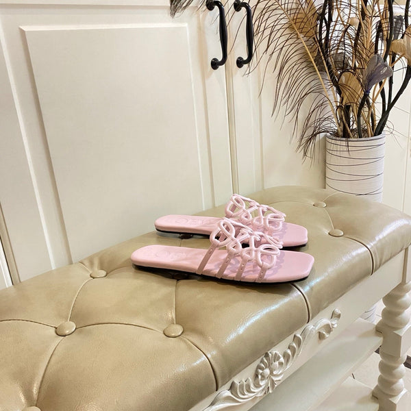 Loewe Petal Anagram Leather Slides Multicolor