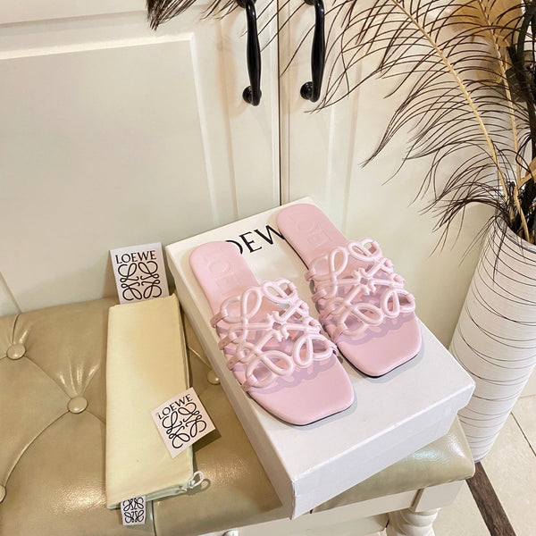 Loewe Petal Anagram Leather Slides Multicolor