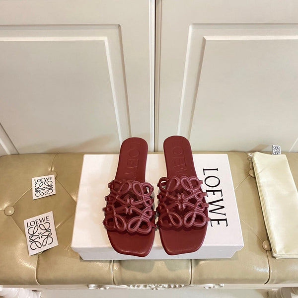 Loewe Petal Anagram Leather Slides Multicolor