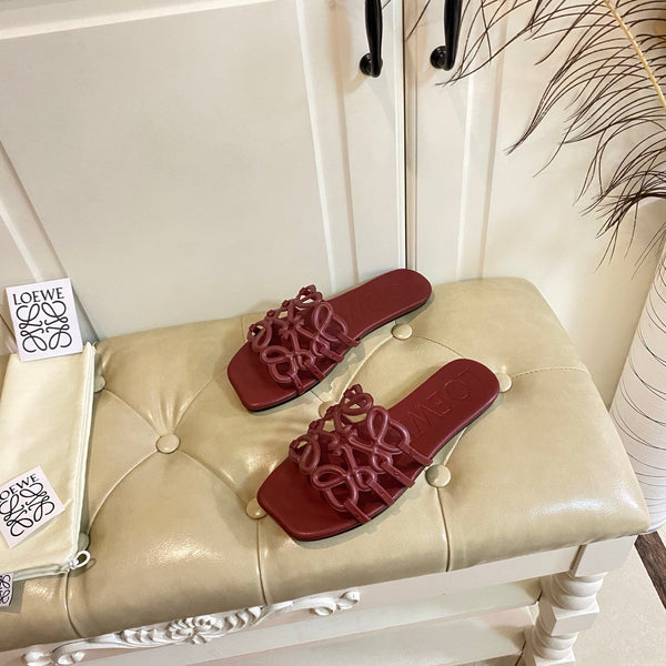 Loewe Petal Anagram Leather Slides Multicolor