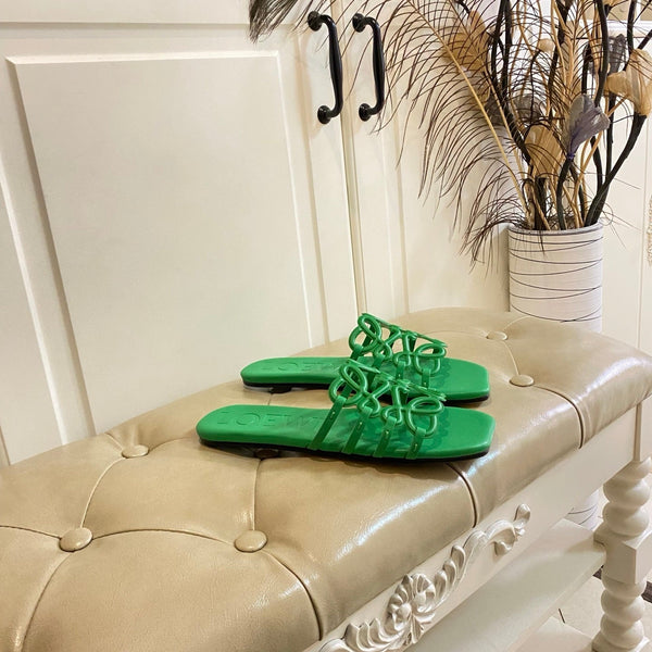 Loewe Petal Anagram Leather Slides Multicolor