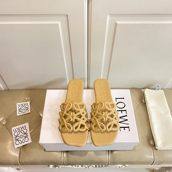 Loewe Petal Anagram Leather Slides Multicolor