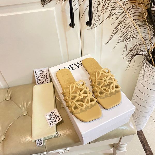 Loewe Petal Anagram Leather Slides Multicolor