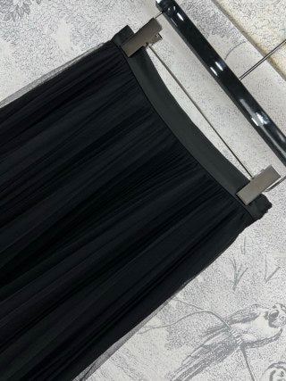 LV 25 Pleated Gauze Skirt cotton Polyester