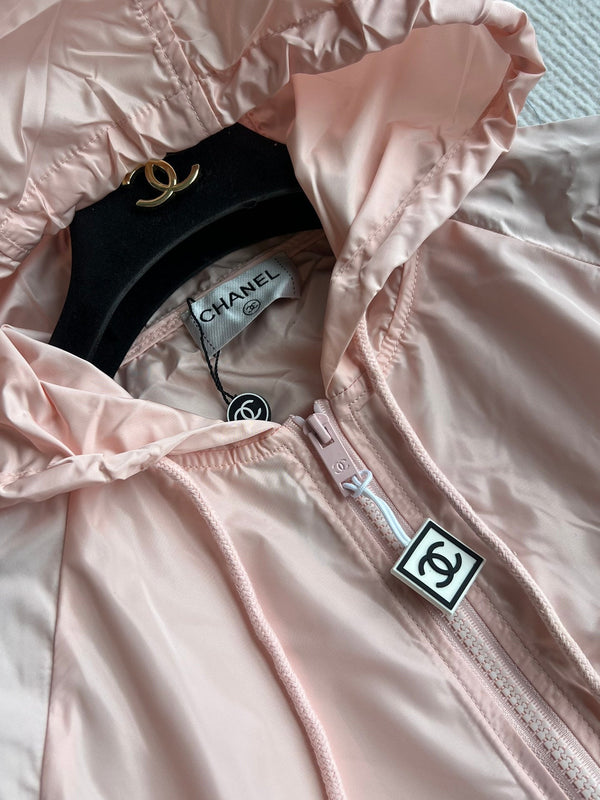 Chanel 26 Vintage Sunscreen Jacket and Short Set Pink in Cotton