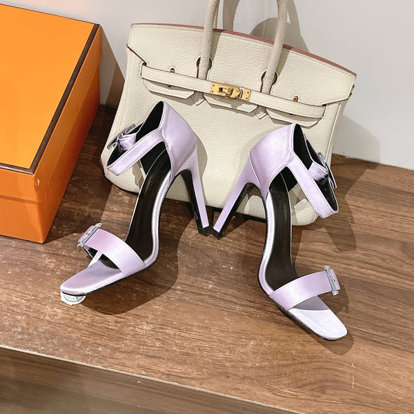 HM Buckle Sandals Purple Calfskin 308181