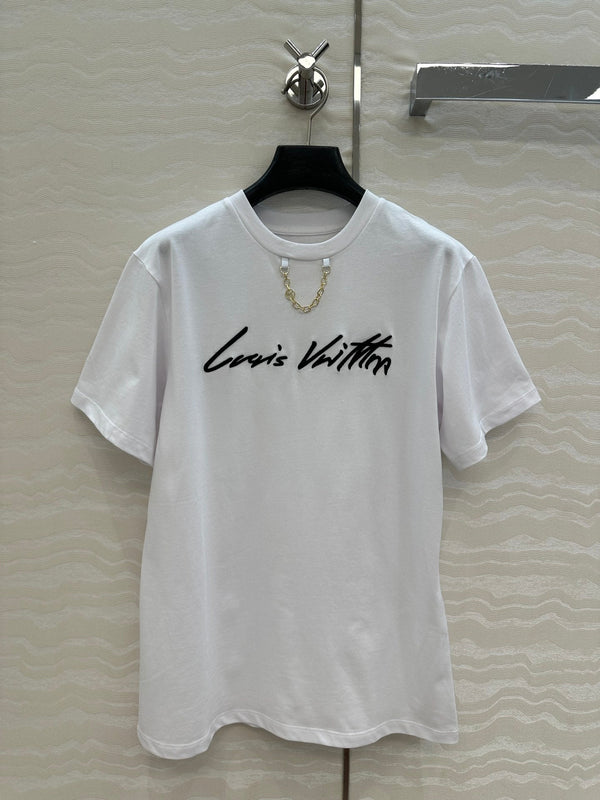 LV 25 Simple Generous T-shirt White Red Black Cotton