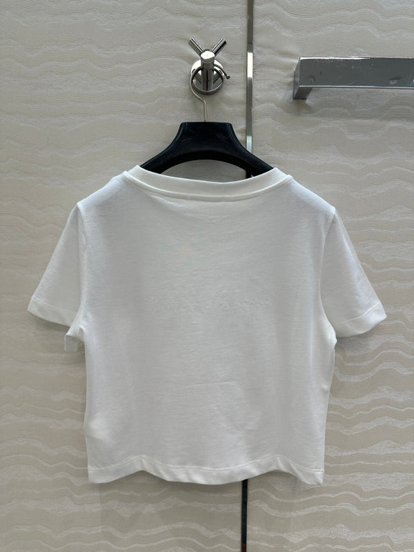 LV 25 Simple Generous T-shirt White Red Black Cotton