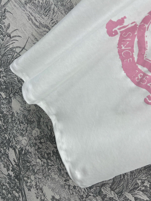 LV 25 Round Neck Metal Zipper T-Shirt Black White Cotton