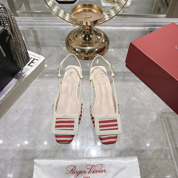 Viv 25 Sling Back Red Floral Cloth Leather 355487