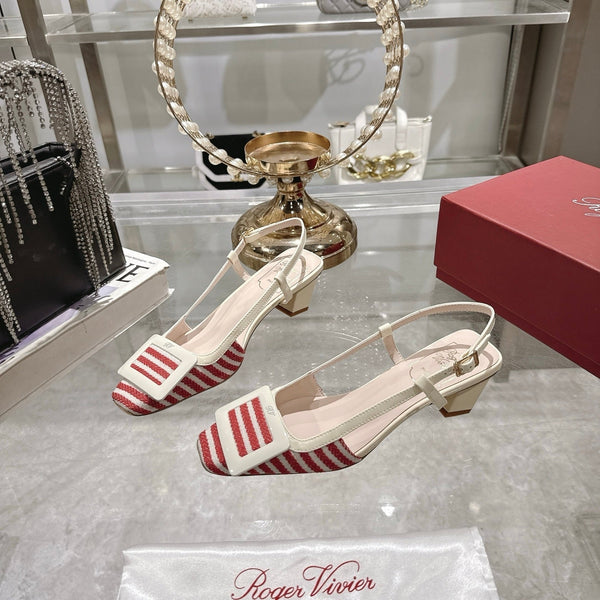 Viv 25 Sling Back Red Floral Cloth Leather 355487