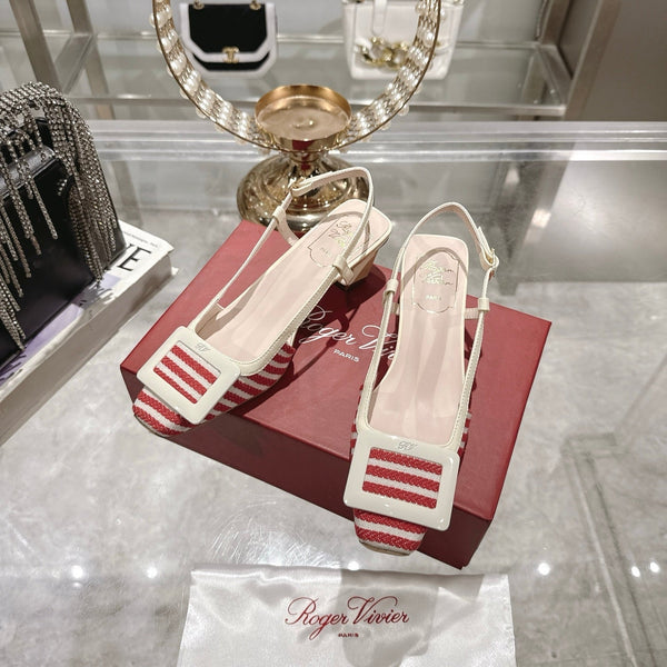 Viv 25 Sling Back Red Floral Cloth Leather 355487