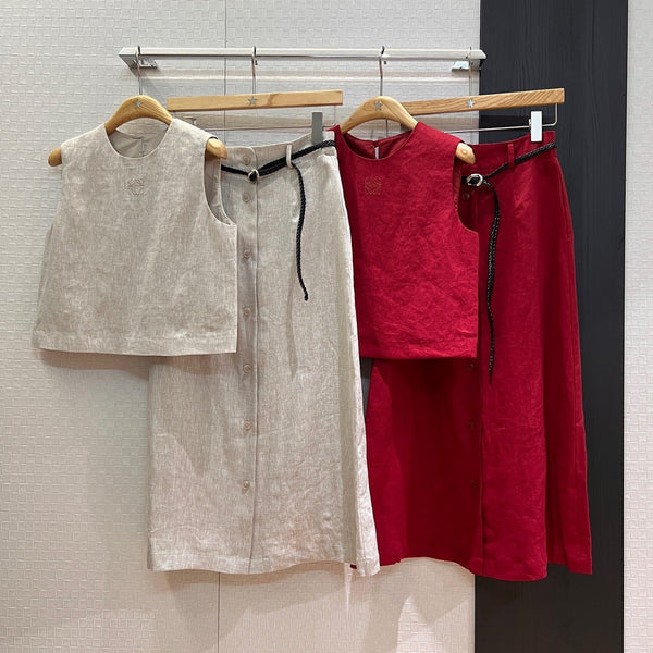 Loewe Set Lino Rosso e Beige