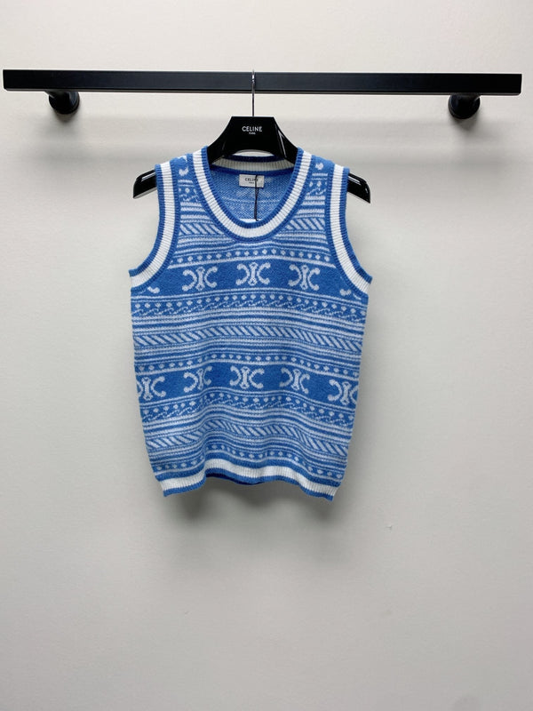 Celine 25 Sleeveless Knit Top Wool Polyester 277557