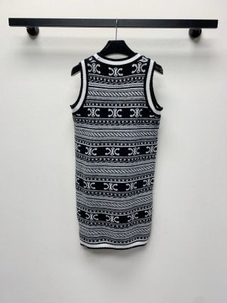 Celine 25 Sleeveless Knit Dress Wool Polyester 277560