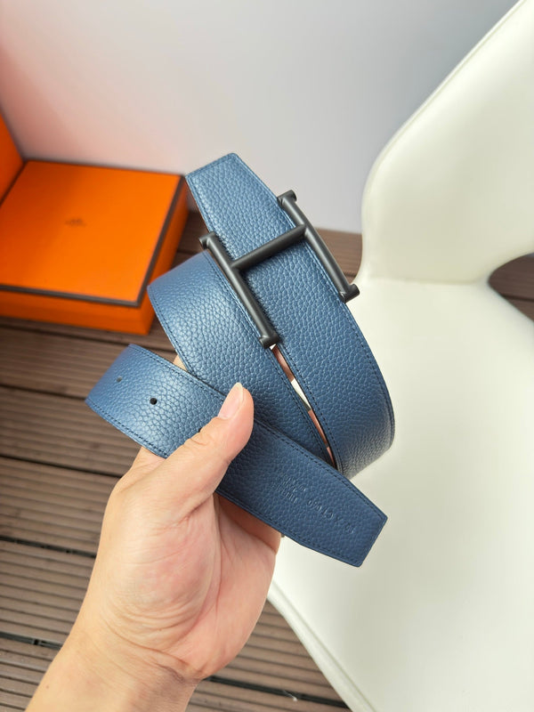 H JUMPING BELT 38MM BLACK BUCKLE & REVERSIBLE BLUE BLACK LEATHER