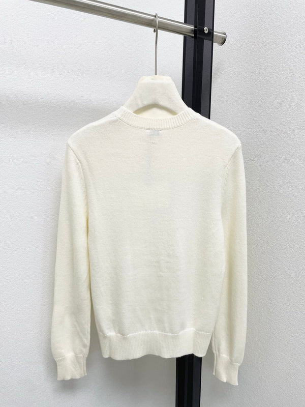Loewe 2025 Logo Embroidered Round Neck long-sleeved Shirt Wool 303873