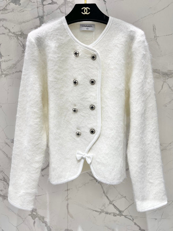 Chanel 2025 Manteau croisé col rond Laine 323090