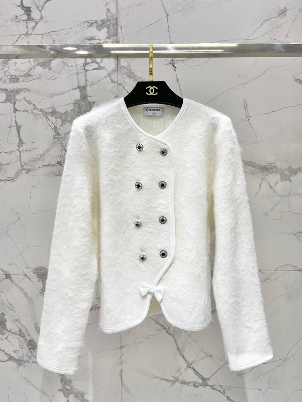 Chanel 2025 Manteau croisé col rond Laine 323090