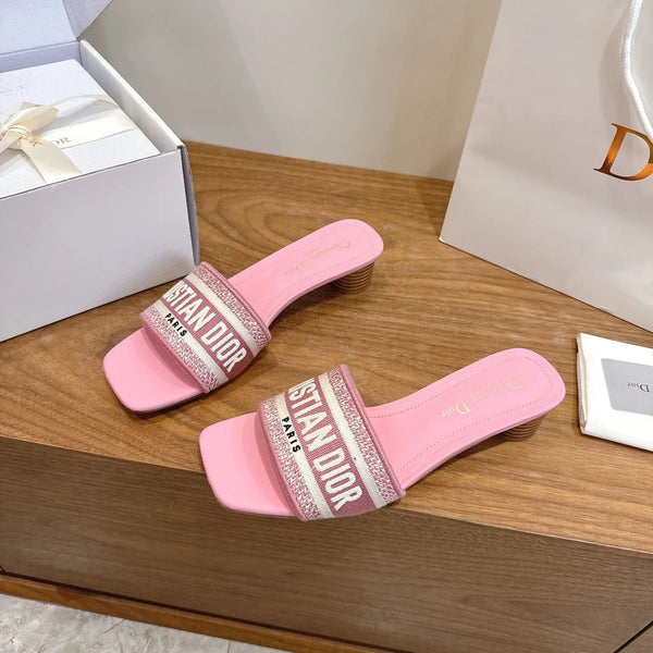 CD 26s embroidered Sandals Canvas Cowhide 685346