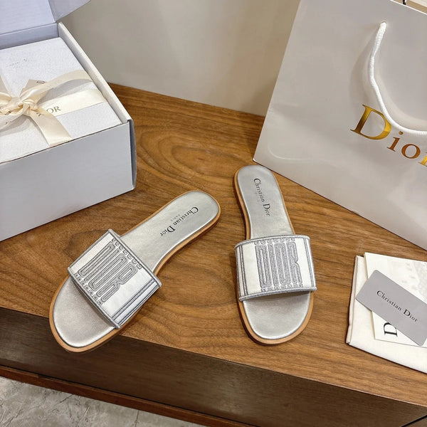 CD 26s Embroidered Sandals Canvas Cowhide 685402