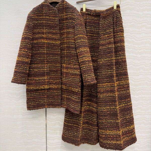 LP 26FW Tweed Coat and Wide-Leg Trousers Set Multicolor Wool Tweed 441007