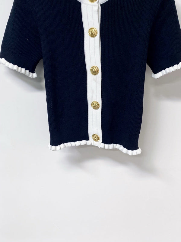 Balmain Cardigan Short-sleeved Shirt Black in Polyester 178809