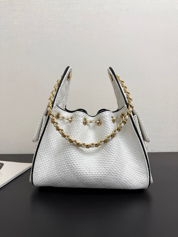 Chanel 2026 Hobo Bag 30cm White in Straw Weaving