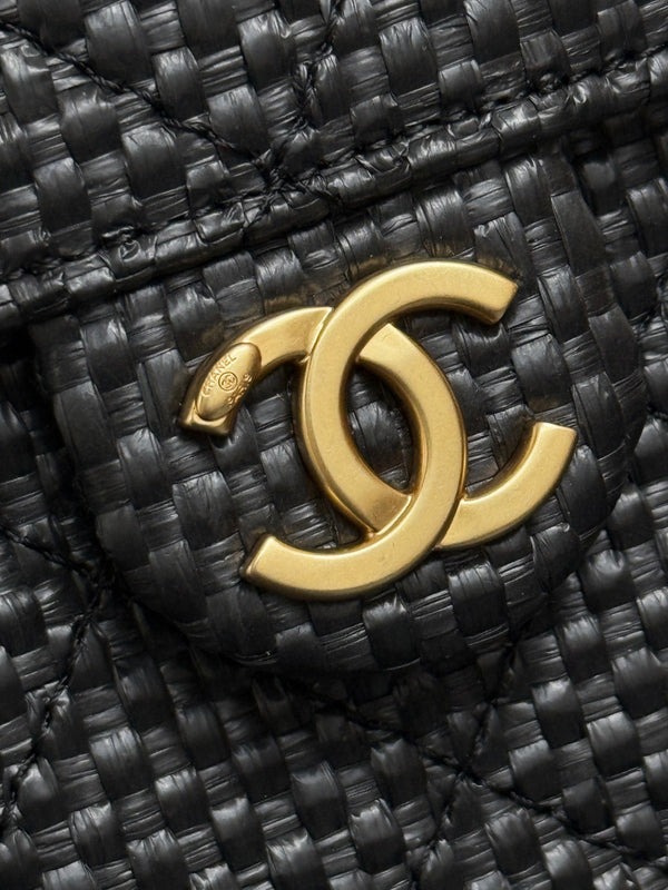 Chanel 2026 Hobo Bag 22cm Black in Straw Weaving