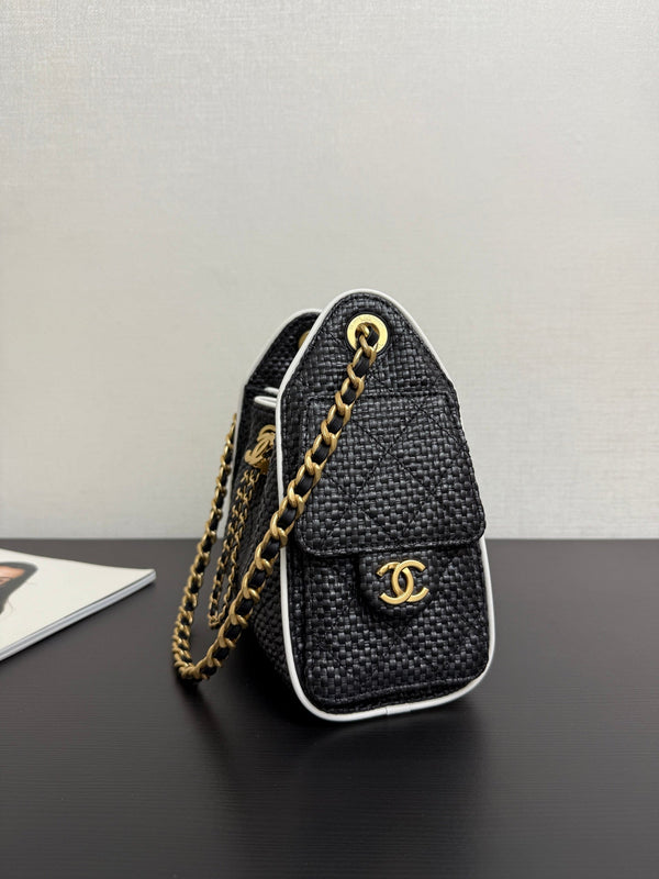 Chanel 2026 Hobo Bag 22cm Black in Straw Weaving