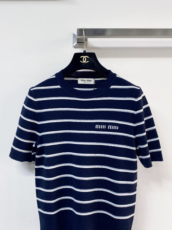 Miumiu Three-Color Short-Sleeve T-Shirt in Wool