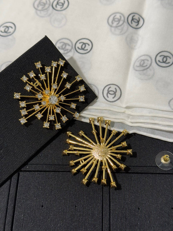 Chanel 2026 Sparkling Crystal Double C Firework Earrings