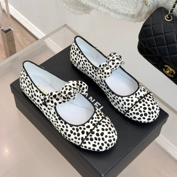 CC Leopard Print Bunny-Ear Mary Jane Flats Calfskin Pony Hair 841989