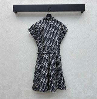 CD 26 Jacquard Belt Dress Black in Polyester 378703