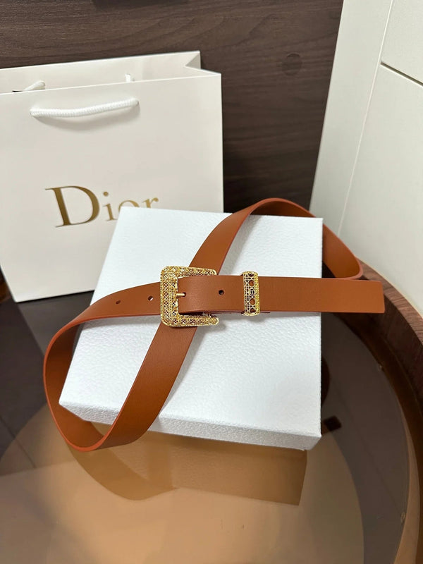CD 2026 Cannage Belt 2.5cm Smooth Calfskin