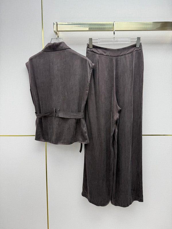 CD 26 Sleeveless Top + Wide-Leg Pants Set in Cupro Yarn