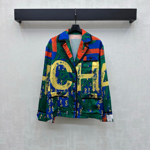 CC 26 Artistic Print Collared Shirt in Polyamide