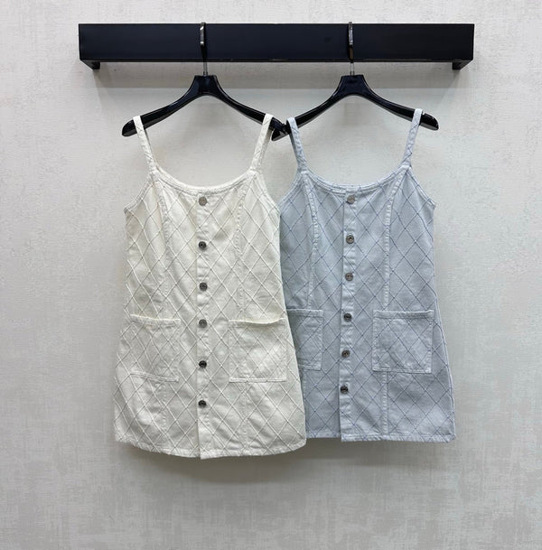 CC 26 Diamond Pattern Denim Dress in Cotton