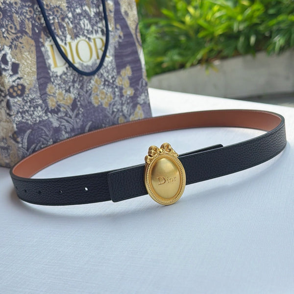 CD Médaillon Belt 2.5cm Grained Leather 210921