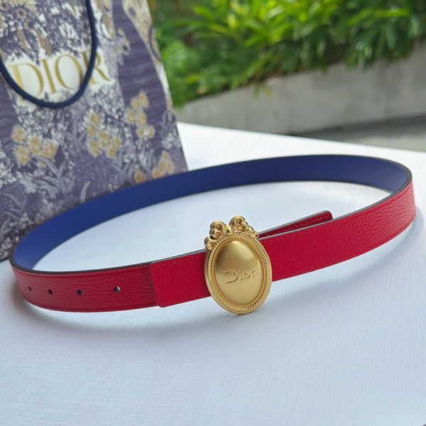 CD Médaillon Belt 2.5cm Grained Leather 210921
