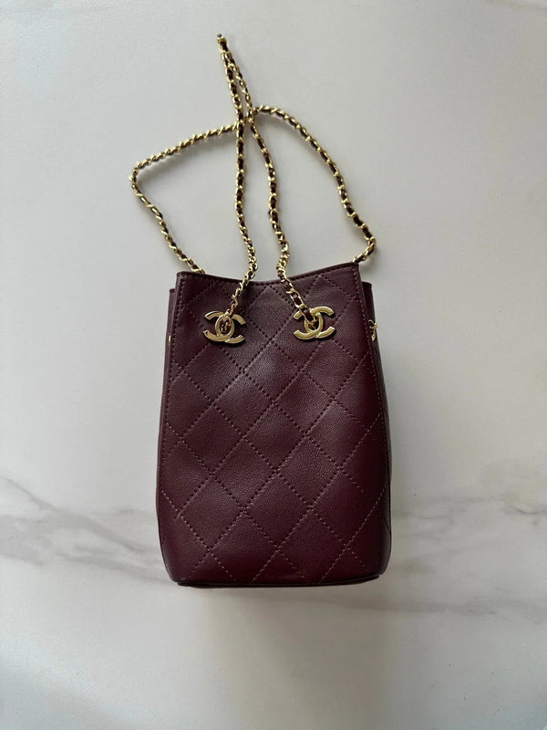 CC 2026 Bucket Bag 18cm Lambskin Suede Denim