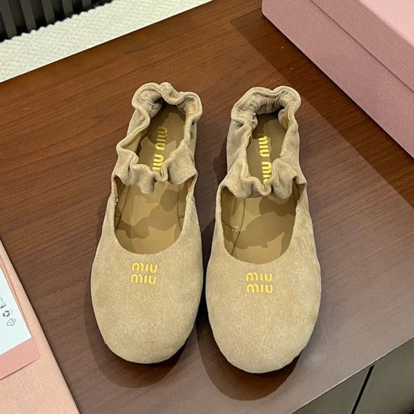 Miumiu 2026 Ruches Mary Jane Flats Suede 957361