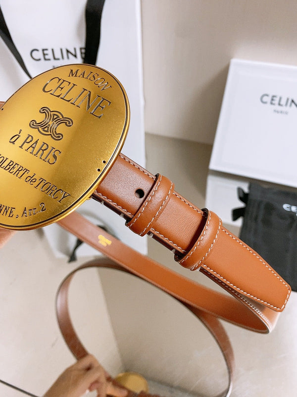 CE 26S Maison Belt 25mm Oval Badge Buckle Taurillon Leather 218505